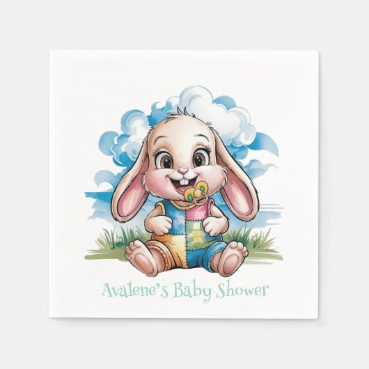 Genaaid Patchwork Schattige Bunny & Pacifier Baby  Servet (Voorkant)