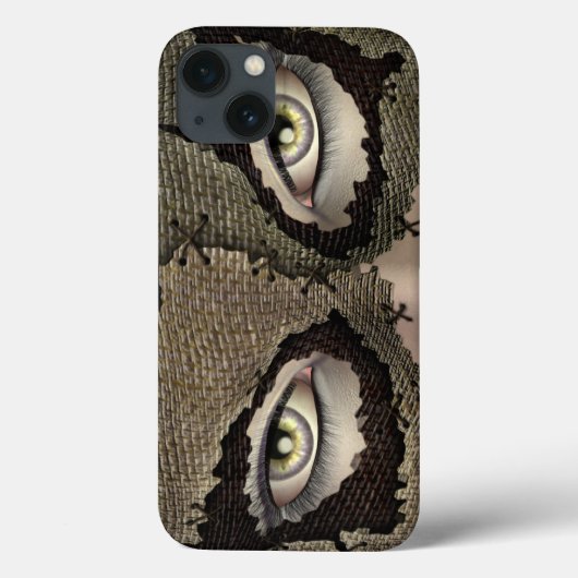 Genaaide Burlap Sack Gemaskerde Vrouw Ogen Case-Mate iPhone Case (Achterkant)