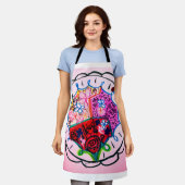 Genaaide look kleur bloemen vlinders schort (Gedragen)