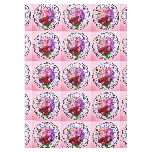 Genaaide look kleur bloemen vlinders tafelkleed (Voorkant)