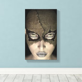 Genaaide Masker Vrouw Gezicht Uitgerekt Canvas Pri (Insitu (Houten vloer))