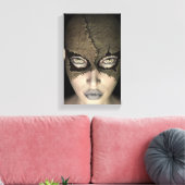 Genaaide Masker Vrouw Gezicht Uitgerekt Canvas Pri (Insitu (Woonkamer))