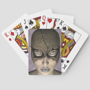 Genaaide Masker Vrouw Gezicht Veranderlijke Kleur  Pokerkaarten