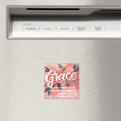 Genade Bijbeltekst Roze Baksteen Bloemmotief Magneet (Insitu (Vaatwasser))