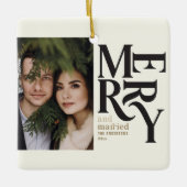  genade en gehuwde kerstfotobruiloft keramisch ornament (Voorkant)
