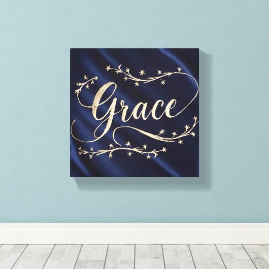 Genade: Engelse kalligrafie Canvas Afdruk (Insitu (Houten vloer))