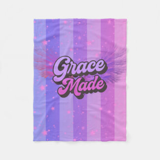 Genade Gemaakt Retro Roze en Paarse Christelijke G Fleece Deken