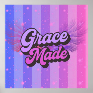 Genade Gemaakte Retro Roze en Paarse Christelijk G Poster