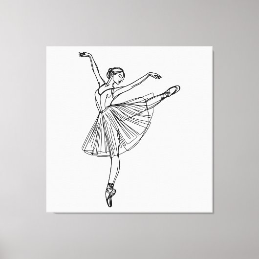 Genade in beweging - Ballerina Line Art Canvas Afdruk (Voorkant)
