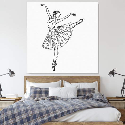 Genade in beweging - Ballerina Line Art Canvas Afdruk (Insitu (Slaapkamer))