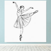 Genade in beweging - Ballerina Line Art Canvas Afdruk (Insitu (Houten vloer))
