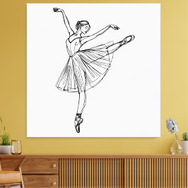 Genade in beweging - Ballerina Line Art Canvas Afdruk