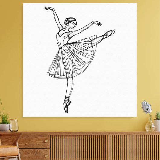 Genade in beweging - Ballerina Line Art Canvas Afdruk (Insitu (Woonkamer))