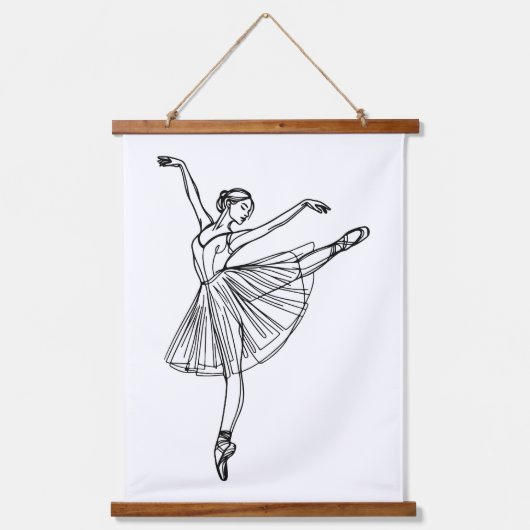 Genade in beweging - Ballerina Line Art Hangend Wandkleed (Voorkant)