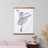 Genade in beweging - Ballerina Line Art Hangend Wandkleed (Slaapkamer)