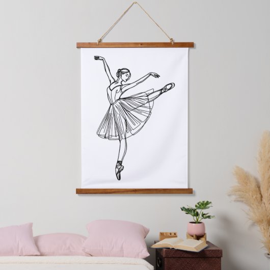 Genade in beweging - Ballerina Line Art Hangend Wandkleed (Slaapkamer)