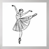 Genade in beweging - Ballerina Line Art Poster (Voorkant)