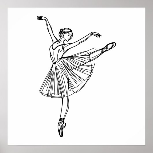 Genade in beweging - Ballerina Line Art Poster (Voorkant)