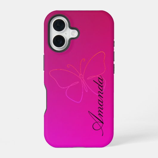 Genade in een lijn: vlindersilhouet iPhone 16 hoesje (Achterkant)