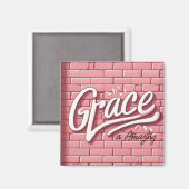 Genade is geweldig Roze Bakstenen Muur Magneet (Voorkant / Achterkant)