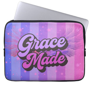 Genade Maakte Paarse en Roze Christelijke Geest Laptop Sleeve