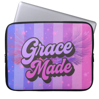 Genade Maakte Paarse en Roze Christelijke Geest Laptop Sleeve