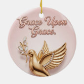 "Genade op Genade" Kerstbal: Keramisch Ornament (Achterkant)