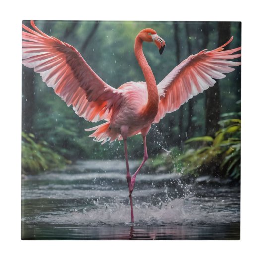 Genade tijdens de vlucht: de Pink Flamingos Riverd Tegeltje (Voorkant)