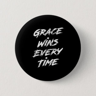 Genade wint elke keer dat Christelijk geloof Motiv Ronde Button 5,7 Cm
