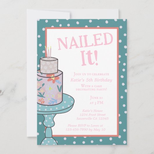 Genageld het bakken taart decoreren verjaardag kaart (Voorkant)