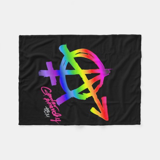 Gender Anarchy (Large A) - Rainbow Pride Kleuren Fleece Deken (Voorkant (Horizontaal))