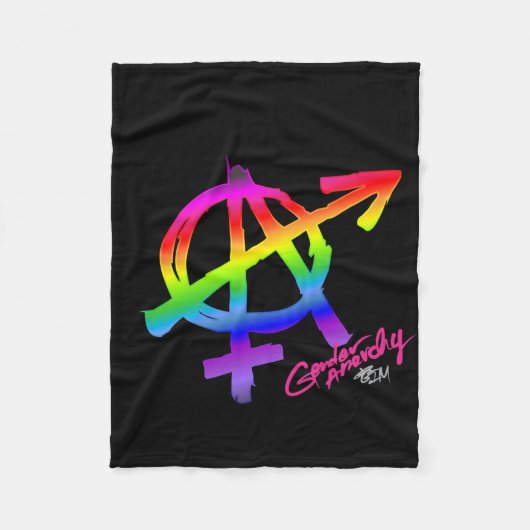 Gender Anarchy (Large A) - Rainbow Pride Kleuren Fleece Deken (Voorkant)