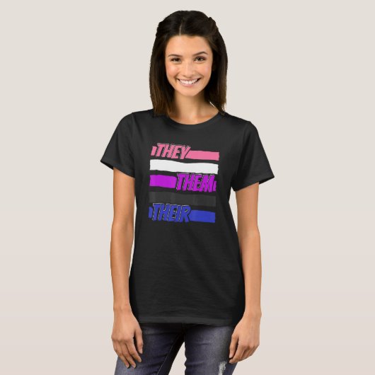 Gender Fluid Genderless - Non Binary Neutral They  T-shirt (Voorkant volledig)