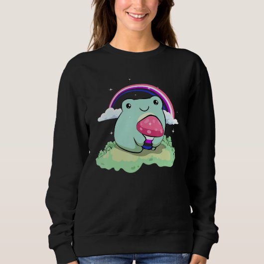 Gender Fluid Pride Flag Cute Frog Mushroom Subtle  Trui (Voorkant)