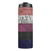 Gender Fluid Pride Flag LGBT Houtkorrel Initialen Thermosbeker (Voorkant)