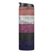 Gender Fluid Pride Flag LGBT Houtkorrel Initialen Thermosbeker (Geroteerd rechts)