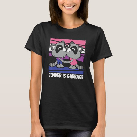 Gender Fluid Racoon Non Binary - Pride Gender Is G T-shirt (Voorkant)