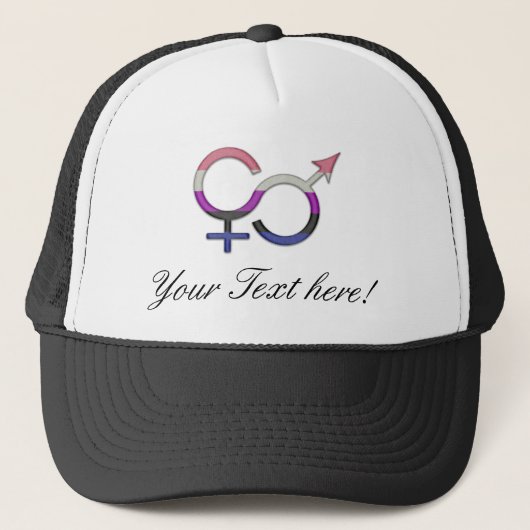 Gender Fluid Symbool in Pride Vlag Kleuren Trucker Pet (Voorkant)