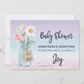 ** Gender Mason Jar Bloemen Rustiek Baby shower Kaart (Voorkant)