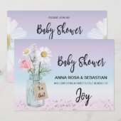** Gender Mason Jar Bloemen Rustiek Baby shower Kaart (Voorkant / Achterkant)