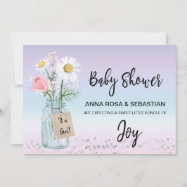 ** Gender Mason Jar Bloemen Rustiek Baby shower Kaart