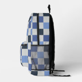 Gender Neutraal Blauw Checkerboard Monogram Initia Bedrukte Rugzak (Rechts)