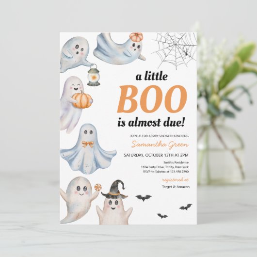 Gender Neutral A Little Boo Baby Shower Kaart (Staand voorkant)