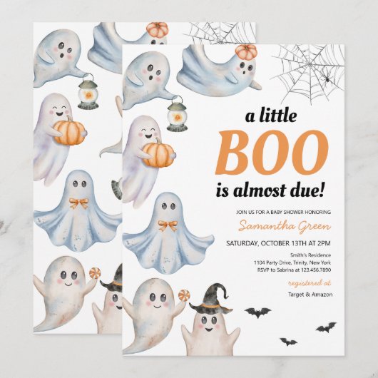 Gender Neutral A Little Boo Baby Shower Kaart (Voorkant / Achterkant)