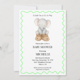 Gender Neutral Baby Elephant Baby Shower Kaart