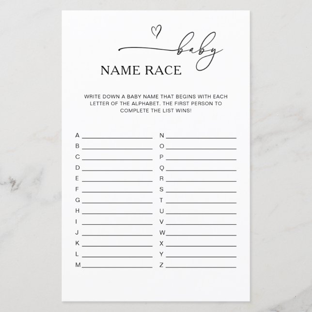 Gender Neutral Baby Name Race game (Voorkant)