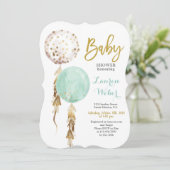 Gender Neutral Balloons Baby shower Invitation Kaart (Staand voorkant)