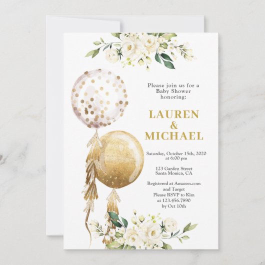 Gender Neutral Balloons Baby shower Invitation Kaart (Voorkant)