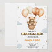 Gender Neutral Bear Baby Shower Invitation Kaart (Voorkant / Achterkant)