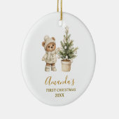 Gender Neutral Bear First Christmas Keepsake Keramisch Ornament (Rechts)